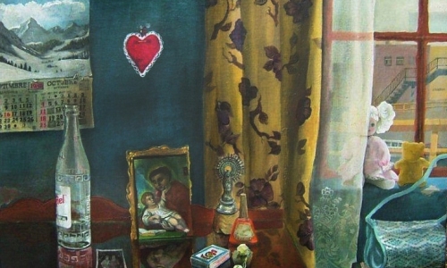 Mesa con Peñafiel / 1987 - óleo sobre lienzo - 21.5 x 27.5"
