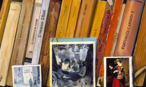 Old Books and Photos / 1996 - oil on linen on board - 11 x 8"