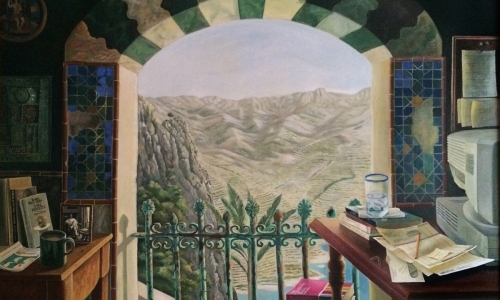 Window with View of Guadalest / 1998 - oil on linen - 46 x 54"